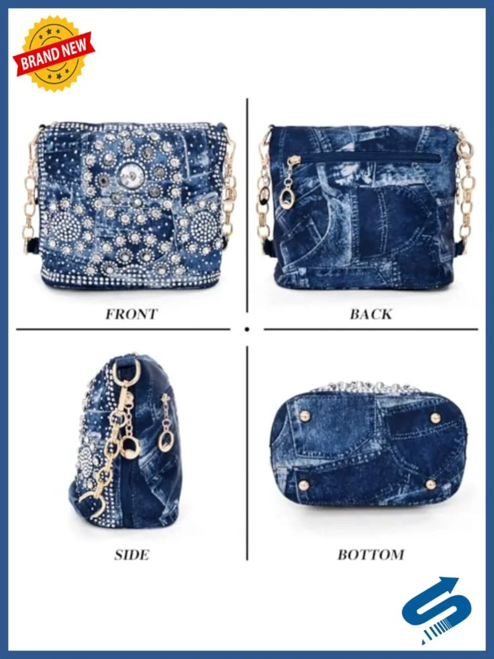 Rhinestone Evening Clutch & Crossbody Bag Glitter Handbag Women Sparkly Purse